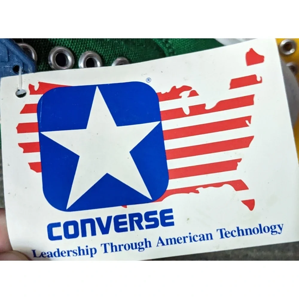 Vintage Boys Converse Yellow Canvas Sneakers Sz 3 USA Skid Grip with Tags Unused